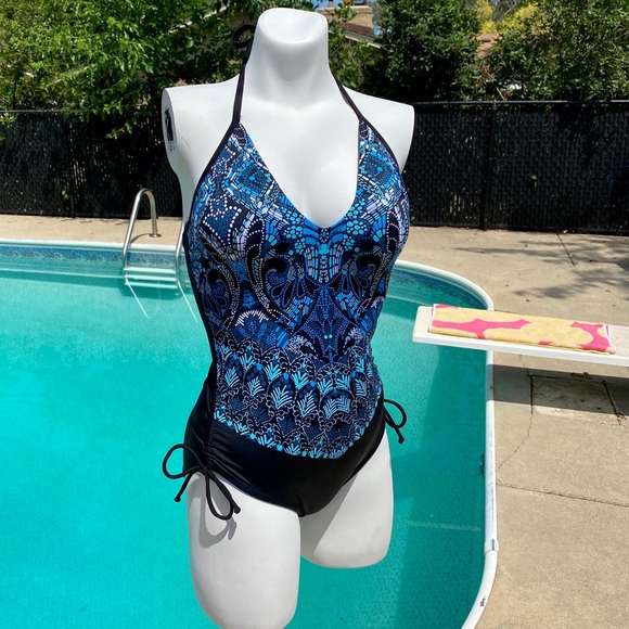 Aqua Green Swim Aqua Green One Piece Swimsuit Side Cinch Halter Sm